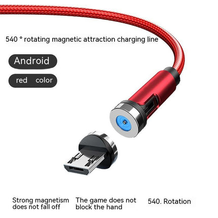 Twitch 540 Degree Rotating Single Needle Magnetic Data Cable One For Three Android Type-C Charging Cable Three In One