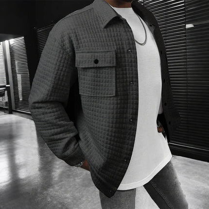 Men's Casual Jacquard Plaid Baggy Coat Shirt