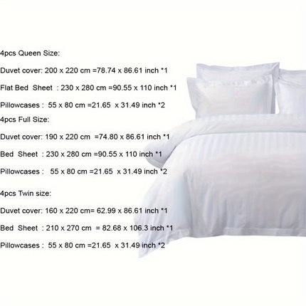 A Complete Set of White Bedding, Striped Double Bedding, Soft And Comfortable Down Comforter Cover