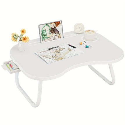 Adjustable Lap Desk for Bed with Wood Tray Table - Heavy-Duty Bedside Desk Suitable for Laptop