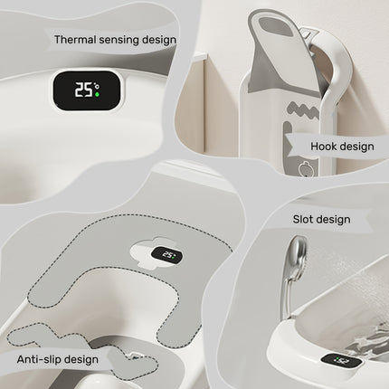 Newborn Baby Bath Seat with Anti-Slip Support & Thermometer - Adjustable Height Infant Bathing