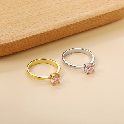 Stylish Commuter Electroplated Rectangular Geometric White Diamond Ring