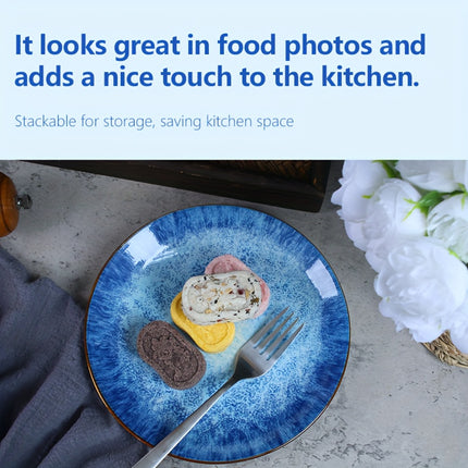 2/4/6pcs Ocean Theme Ceramic Salad Plates, 19.05 cm, Oven, Dishwasher, Microwave Safe