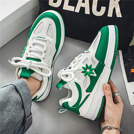 Men'S Shoes Featuring a Unique Floral Color-Block Design! Trendy And Comfortable Sneakers