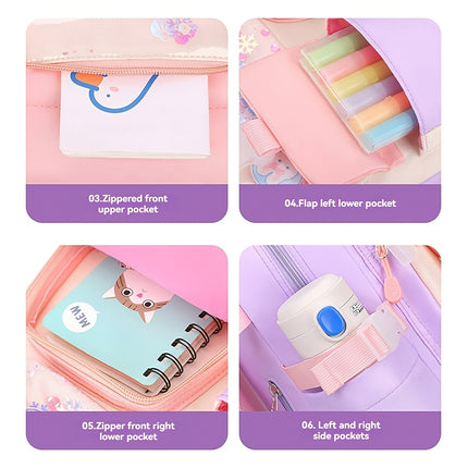 New Style Backpack for Elementary School Students Aged 6-12, Cute And Casual with Multiple Pockets, Resembling a Refrigerator.