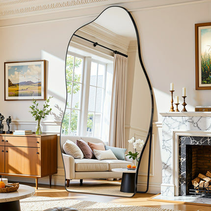 Full-Length Mirror with Stand - Adjustable Standing Floor Mirror with Large Pane,
