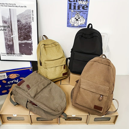 1 Simple Reusable Backpack, Durable Outdoor Canvas Bag - Suitable for, Daily Commute