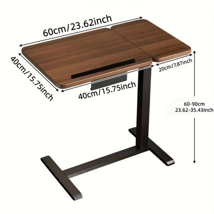 Height-Adjustable Laptop Desk with Tilting Desktop & Hidden Wheels