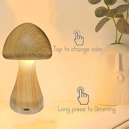 1pc rechargeable mushroom night light, 3color LED desk light, creative mushroom desk light