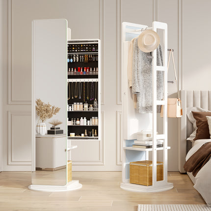 360° Swivel Jewelry Armoire - Rotatable Full Length Mirror With Jewelry Storage,