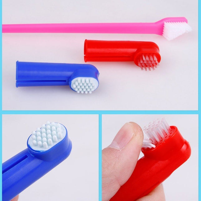 Double Head Toothbrush  Soft Pet Finger Toothbrush Set