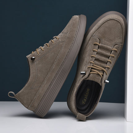 Men's Trendy Solid Skate Shoes, Comfy Non Slip Casual Lace Up Sneakers for Men's Outdoor Activities