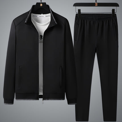 Sports Suit Men's Spring Casual Sports Wear Long Sleeve Open Chest Stand Collar Middle Aged Dad Autumn Coat