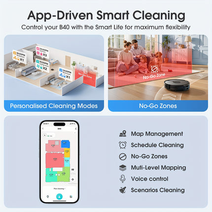 Lubluelu B40 Plus Robot Vacuum And Mop, with 3.0L Self Emptying Station No Cleanup for Up to 70 Days