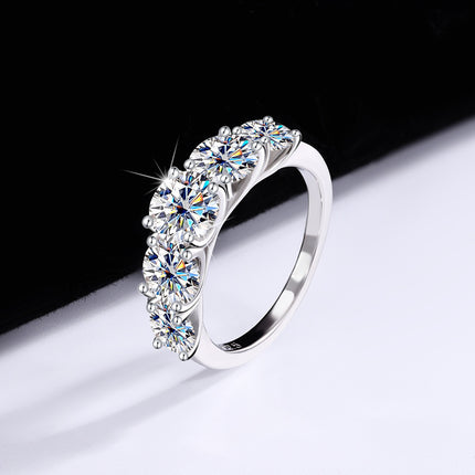 S925-stamped Lab-grown Moissanitezirconia Womens Eco-friendly Silver Ring
