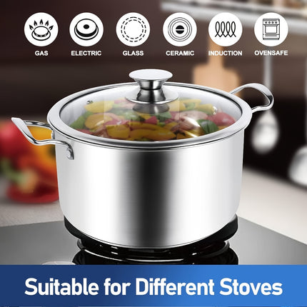 Cookware Set- Includes Ergonomic Handle Saucepans, Skillets, Dutch Oven