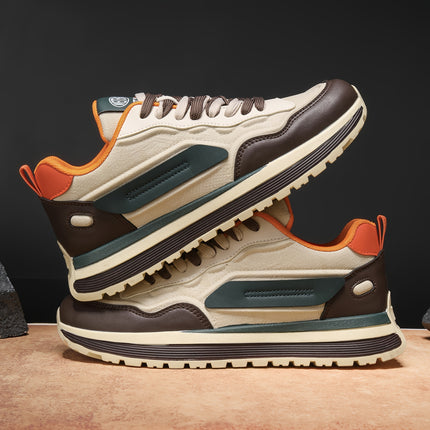 New 2025 Men'S Lace-Up Thick-Soled Sneakers in a Color-Block Design, Perfect for Casual Sports