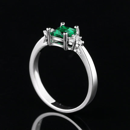 Rare Zircon Womens Elegant Diamond Ringcolorfast Square Emerald Ring