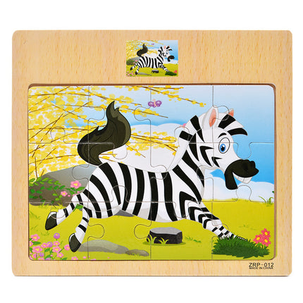 Wooden 12-piece Puzzle Puzzle Infant Children Early Childhood Educational Toys Animal Transportation Wooden Puzzle Toy