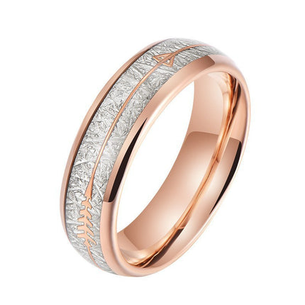 6mm Rose Gold Silk Arrow Stainless Steel Ring With A Niche