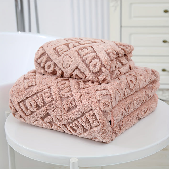 2pcs Luxury Textured Towel Set - Ultra Absorbent, Soft, And Skin-Friendly Bathroom And Home Towels