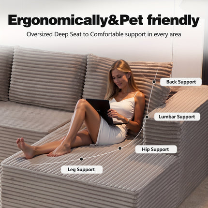 Sofa, Boneless Deep Seat Modular Couch, No Assembly Required, Minimalist Modern Design