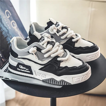 Men'S 2025 New Thick Platform Sneakers - Height-Increasing Lift, Low-Top Lace-Up Casual Sports Shoes