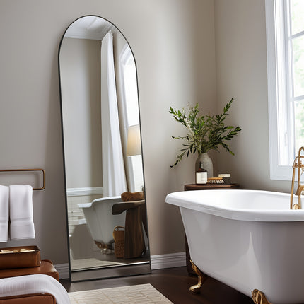 64"x21"/59"x16" Size With Stand, Tall Full Body Mirror, Hanging Or Leaning For Wall, Aluminum Alloy Thin Frame