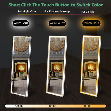 Elegant 64"x21" LED Full-Length Mirror with Touch Sensor - Sleek Aluminum Alloy Frame,
