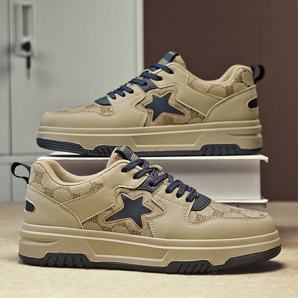 Men'S & Women'S Low-Top Skate Sneakers - & Teal Star Accent Casual Shoes, Slip-Resistant Rubber Sole, All