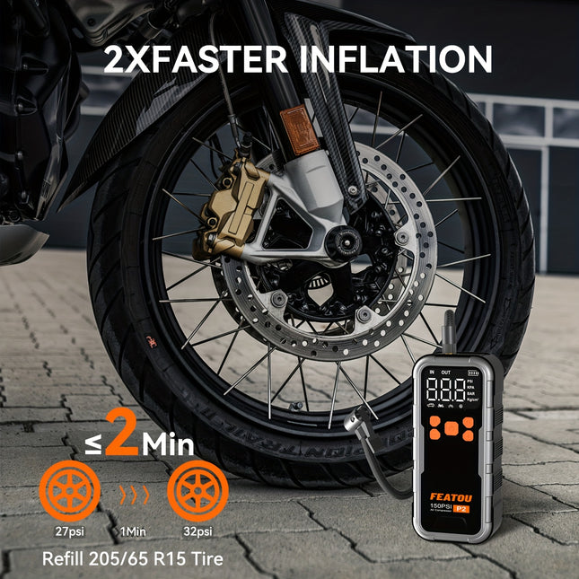Portable Wireless Air Pump, Tire Inflator, Air Compressor 150 PSI Quick Inflation