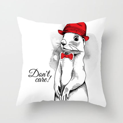 Cartoon Animal Series Peach Skin Fabric Sofa Pillowcase Cushion Cover
