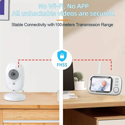 Baby Monitor with 720P Camera, 3.5-inch LCD Screen, Wireless 900-foot Transmission Range,