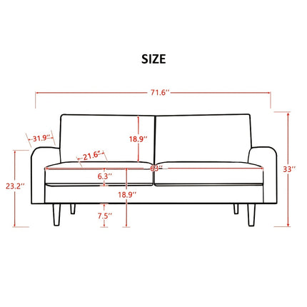Sofa For Small Spaces, Modern Army Green Fabric Couch With Plush Comfort