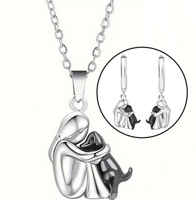 Fashionable And Creative Little Girl Hug Kitty Necklace