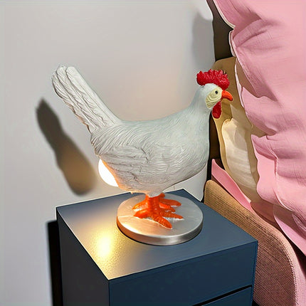 1pc Rustic Rooster Table Lamp, Resin Animal Theme Desk Light with Encaustic Finish,