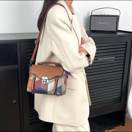 Geometric Handbag - Adjustable Shoulder Strap, Large Capacity Anti-Theft Zipper Closure