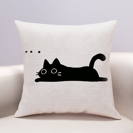 Linen Cotton And Linen Cute Cartoon Pillow Cover Cheese Cat