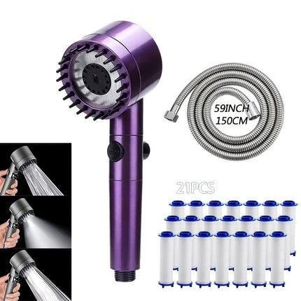4-Speed High Pressure Shower Heads with Filter Cartridges Set, Water-Saving Shower Head
