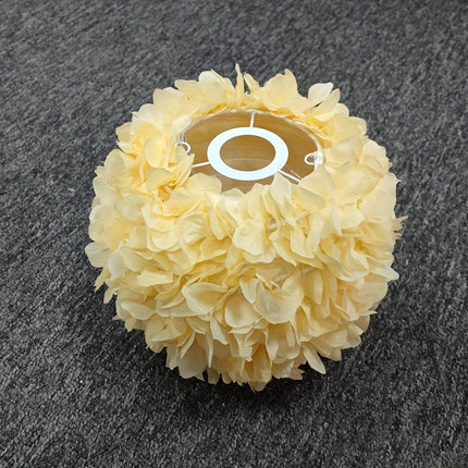 Fabric Three-Dimensional Flower Lampshade Made of Artificial Materials with Everlasting Flowers.
