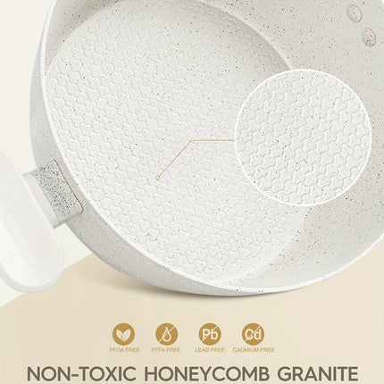 10-Piece White Granite Cookware Set - Durable Non-Stick Coatings, Complete Pots and Pans Set