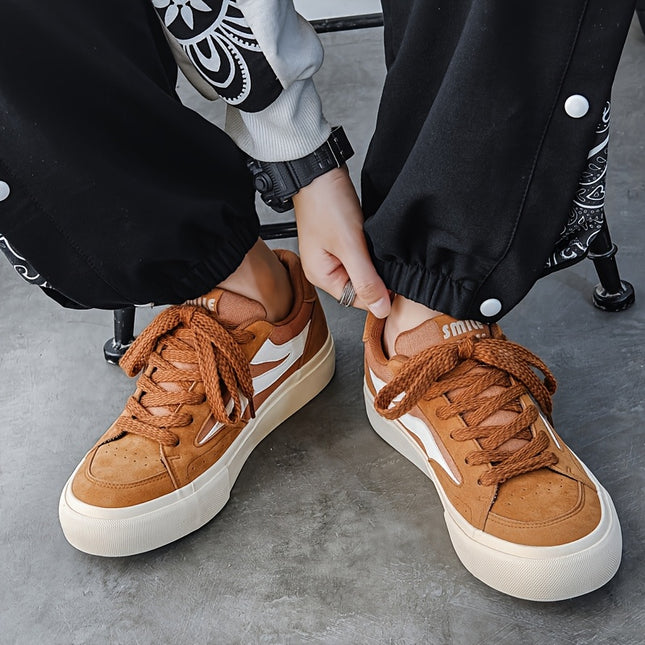 1pair Vintage Sports Skateboard Shoes for Men, 2024 New Low-Top Design, All-Season Casual Daily Wear