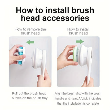 Electric Body Brush for Shower, USB Rechargeable Body Brush, Long Handle Shower Brush,