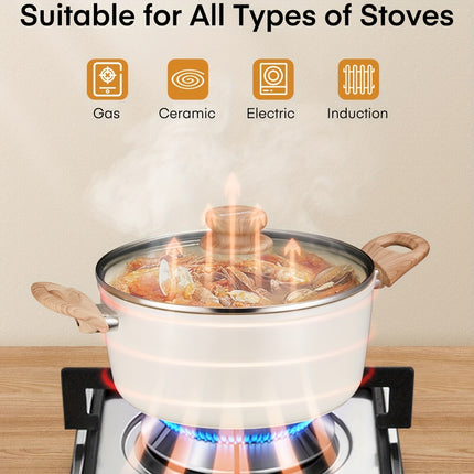 15pcs Ceramic Non-Stick Cookware Set Compatible for Induction