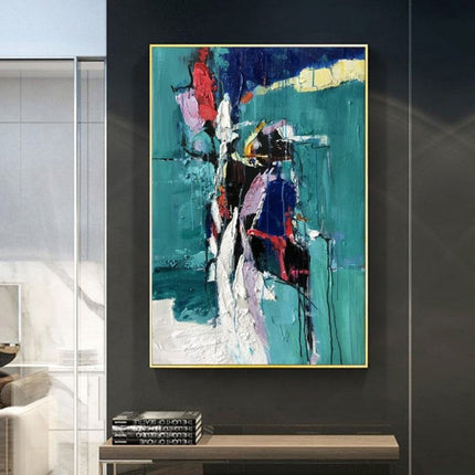 Handmade Oil Painting Canvas Wall Art Decoration Modern Abstract Texture Blue And Green For Home Living Room Decor Entrance Niche Art Installation Rolled Frameless Unstretched Painting