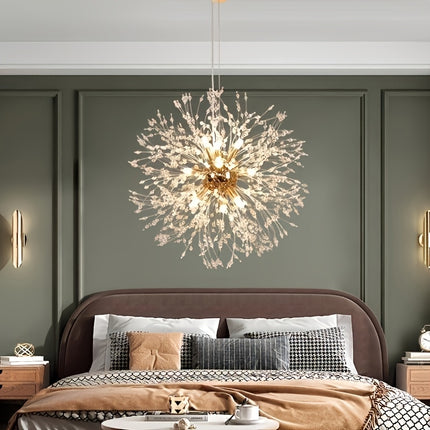 1 luxury Golden crystal chandelier, modern dandelion design, adjustable suspension cable