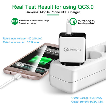 Compatible with Apple, 18W Quick Charge 3.0 Snelle Mobiele Telefoon Oplader Eu Plug Wall Charger Usb Adapter Voor Iphone 11 Pro Xr xs Max Samsung Redmi Huawei