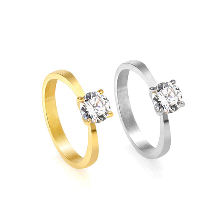 Stylish Commuter Electroplated Rectangular Geometric White Diamond Ring
