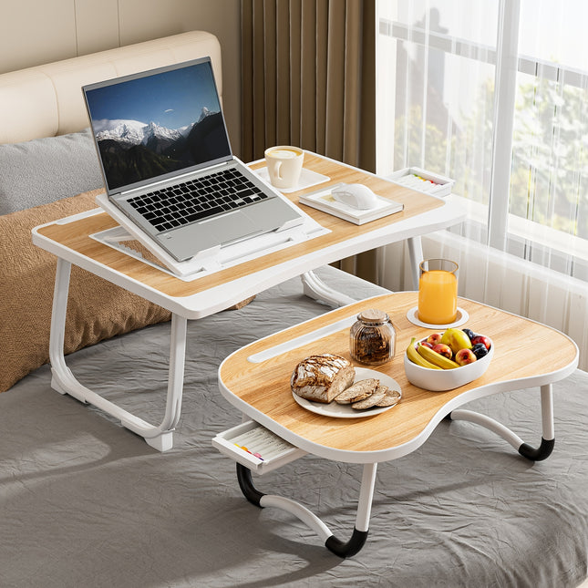Portable Laptop Bed Table with Cup Holder & Multifunctional Tray