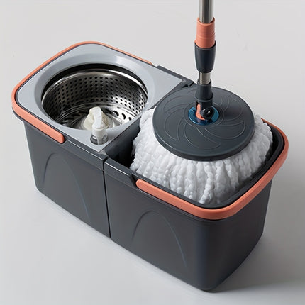 4pcs Family Spin Mop and Bucket, Includes 1 Replacement Cloth and 1 Spray Bottle.